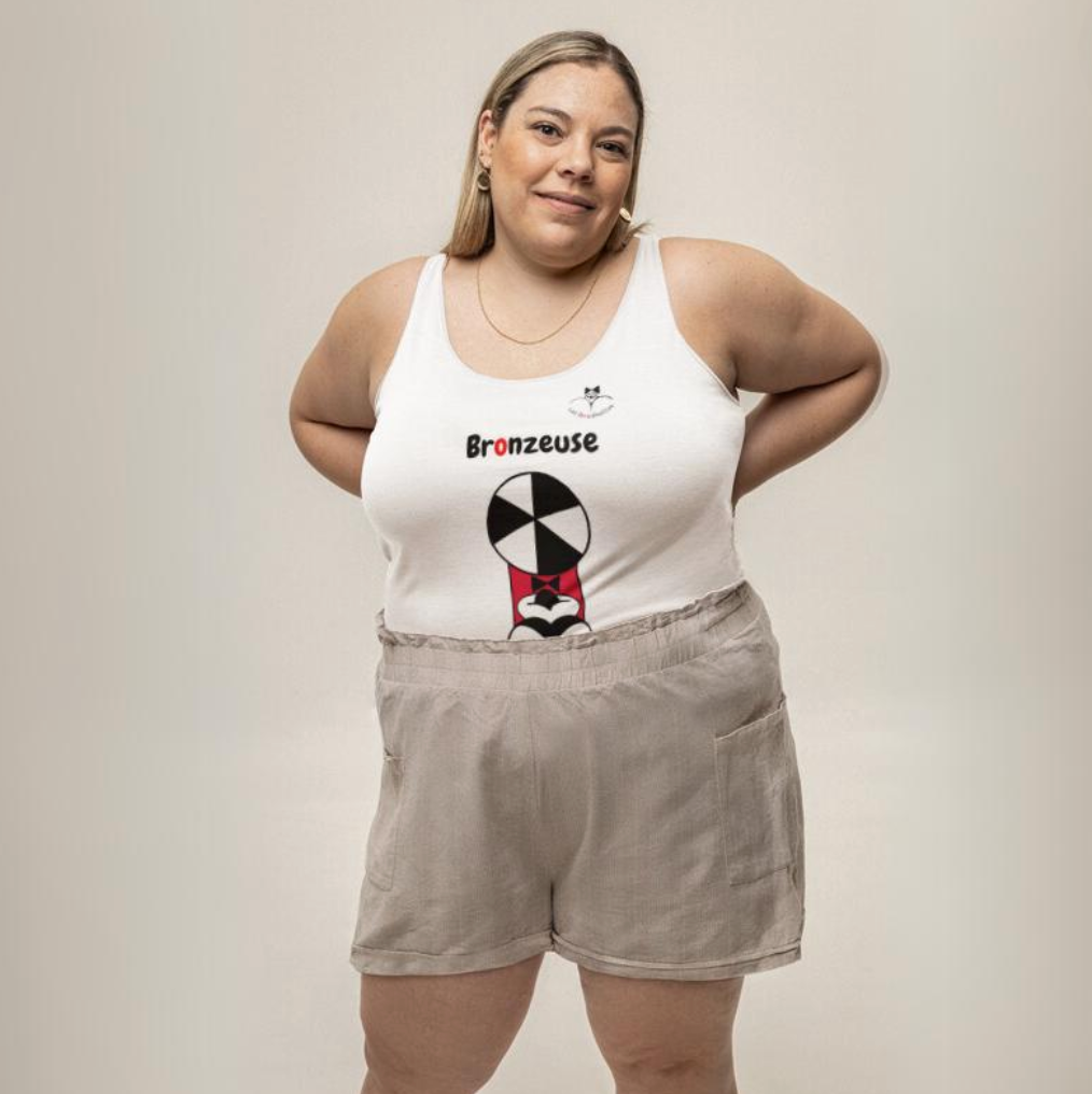 Débardeur "Bronzeuse" avec le dessin à l'avant et le logo à l'arrière | Les Boudinettes