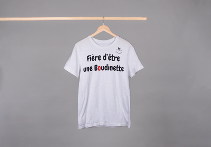 T-shirt "Fière d'être une Boudinette" avec le logo au dos