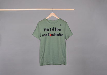 T-shirt "Fière d'être une Boudinette" avec le logo au dos