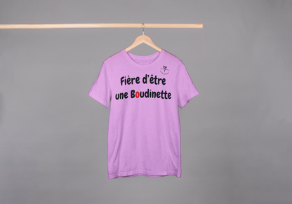 T-shirt "Fière d'être une Boudinette" avec le logo au dos