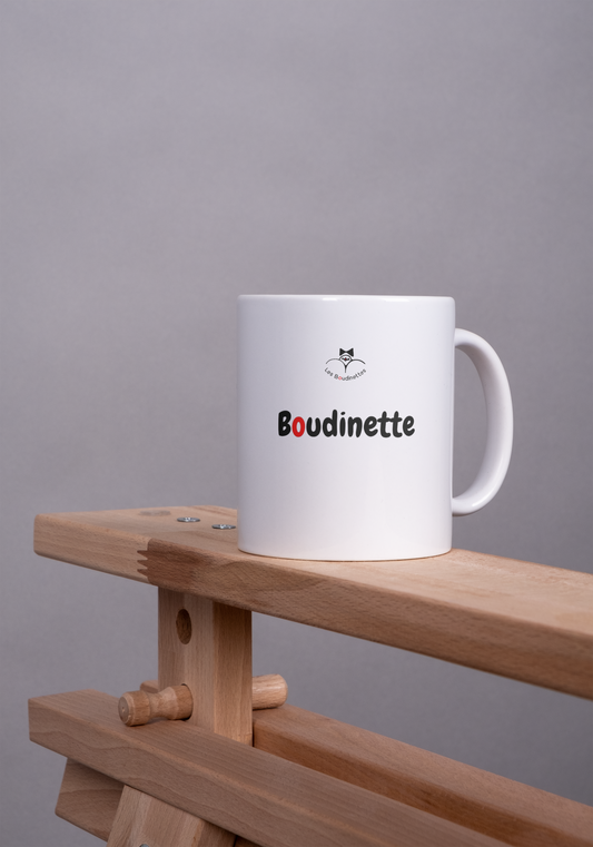 La tasse avec le message "Boudinette"