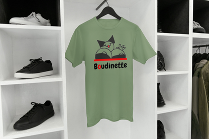 T-shirt "Fière d'être une Boudinette" avec le texte et le logo au dos