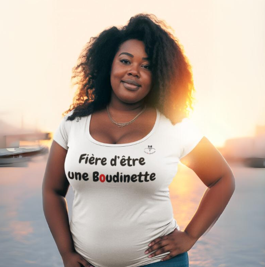 T-shirt "Fière d'être une Boudinette" avec le logo au dos