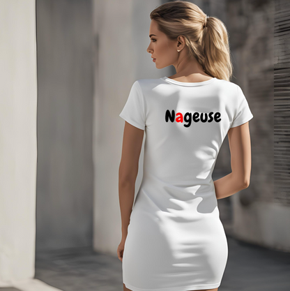 Robe avec le dessin "Nageuse" à l'avant et le texte au dos | Les Boudinettes