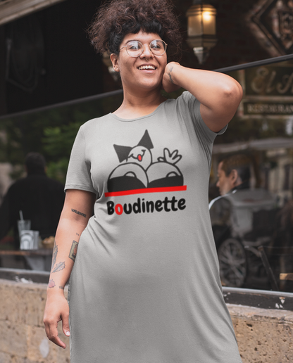 Robe "Bas les pattes" avec le logo et le texte au dos | Les Boudinettes