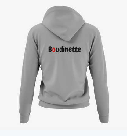 Sweat-shirt avec logo à l'avant et inscription "Boudinette" à l'arrière