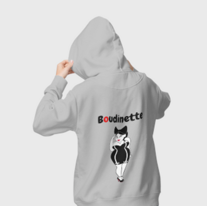 Sweat-shirt avec logo à l'avant, et dessin "Boudinette" à l'arrière