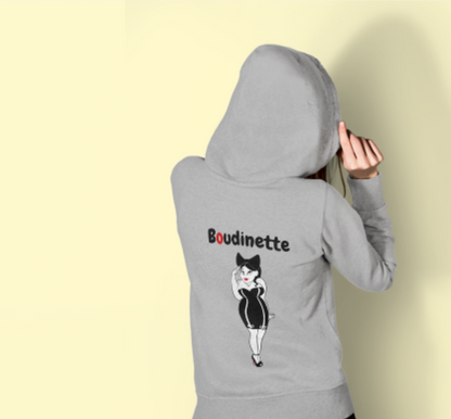 Sweat-shirt avec logo à l'avant, et dessin "Boudinette" à l'arrière