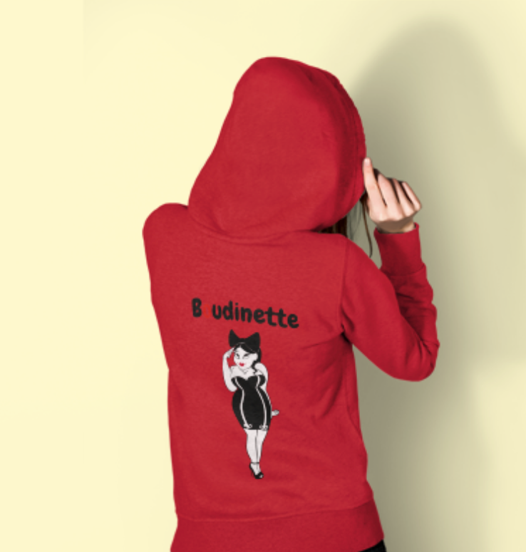 Sweat-shirt avec logo à l'avant, et dessin "Boudinette" à l'arrière