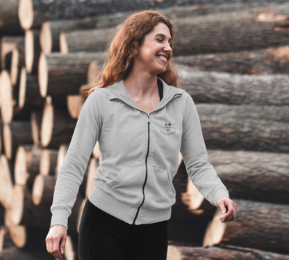 Sweat-shirt avec logo à l'avant, et texte "Regarde moi dans les yeux" à l'arrière