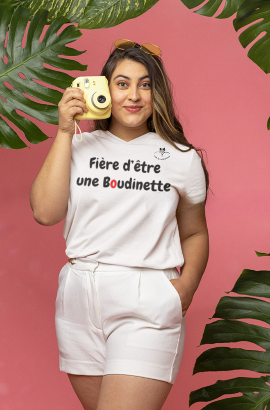 T-shirt "Fière d'être une Boudinette" avec le dessin au dos