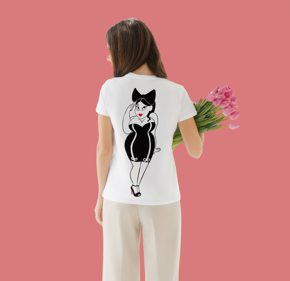 T-shirt "Fière d'être une Boudinette" avec le dessin au dos