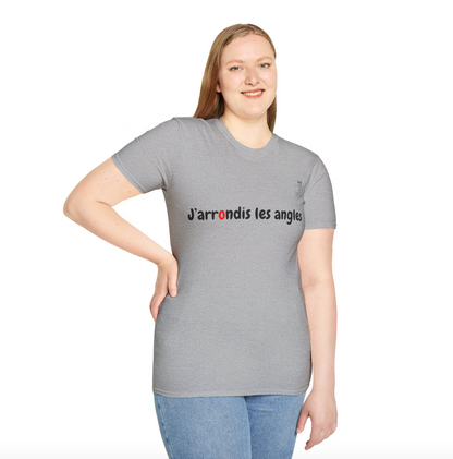 T-shirt "J'arrondis les angles" avec le dessin au dos