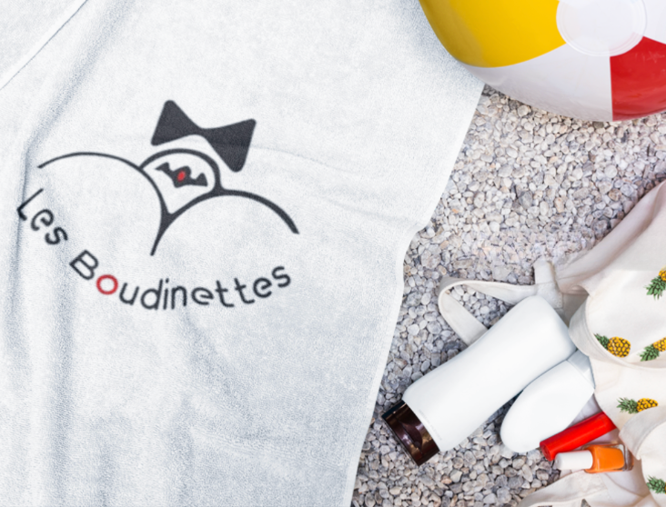 Serviette avec le logo "Les Boudinettes"