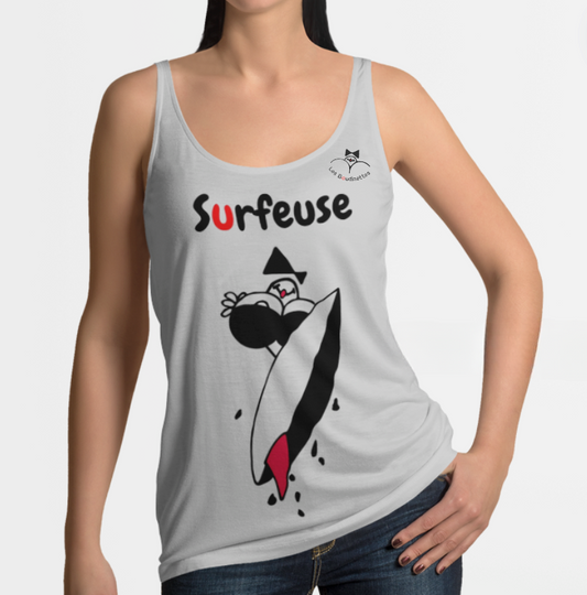 Débardeur "Surfeuse" avec le dessin à l'avant et le logo à l'arrière | Les Boudinettes