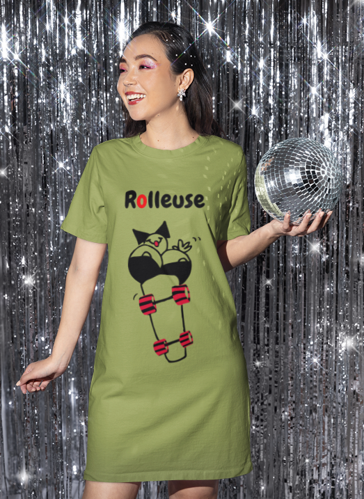 Robe avec le dessin 'Rolleuse' à l'avant et le logo au dos | Les Boudinettes