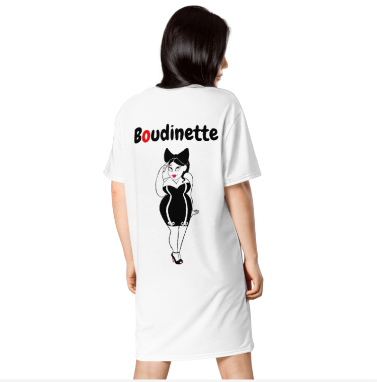 Robe avec le dessin à l'avant et le motif 'Boudinette' au dos | Les Boudinettes