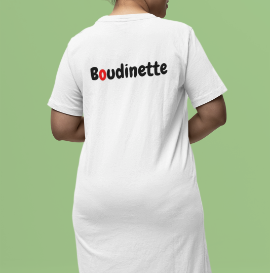 Robe avec le dessin "Boudinette" à l'avant et le texte au dos | Les Boudinettes