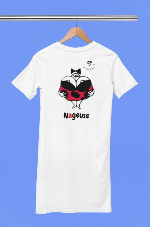 Robe avec le dessin et le texte "Nageuse" à l'avant et le logo au dos | Les Boudinettes