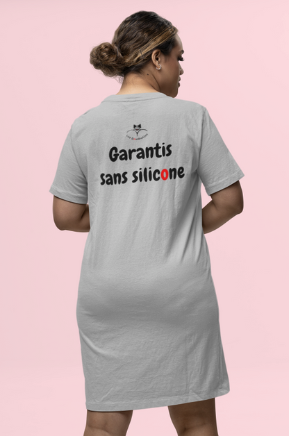 Robe 'Garantis sans silicone' avec le texte et le logo au dos | Les Boudinettes