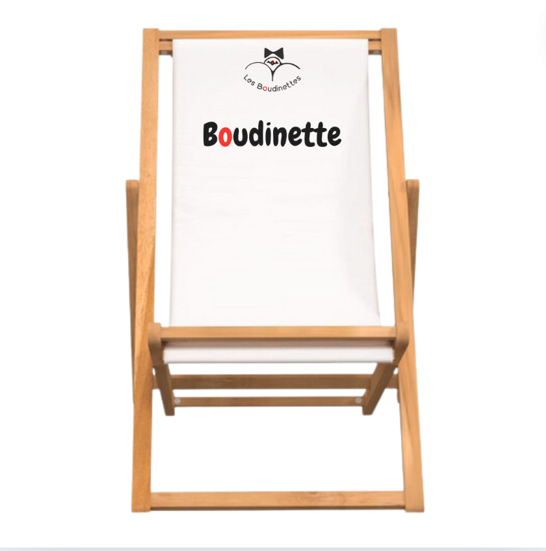 Chaise Longue avec le Message "Boudinette" et Logo Les Boudinettes