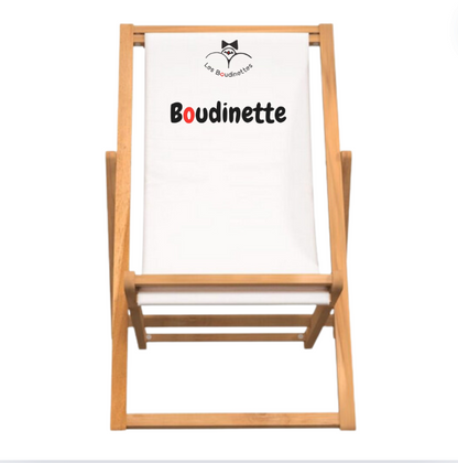 Chaise Longue avec le Message "Boudinette" et Logo Les Boudinettes