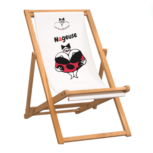 Chaise Longue avec le Message et le dessin "Nageuse"