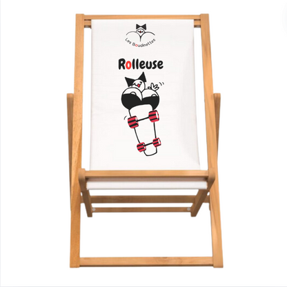 Chaise Longue avec le Message et le dessin "Rolleuse"