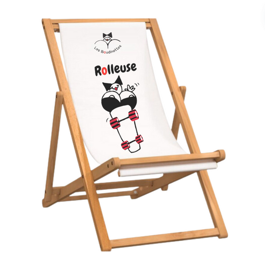 Chaise Longue avec le Message et le dessin "Rolleuse"