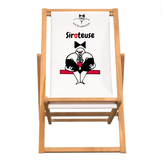 Chaise Longue avec le Message et le dessin "Siroteuse"