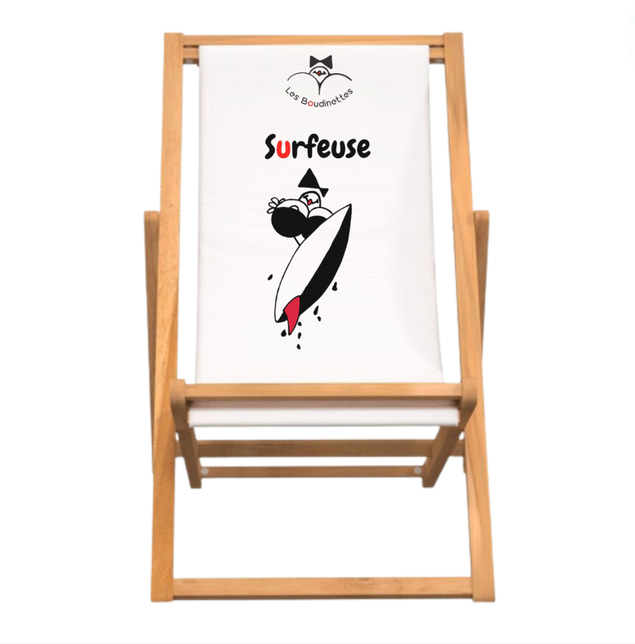 Chaise Longue avec le Message et le dessin "Surfeuse"