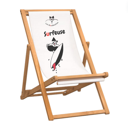 Chaise Longue avec le Message et le dessin "Surfeuse"