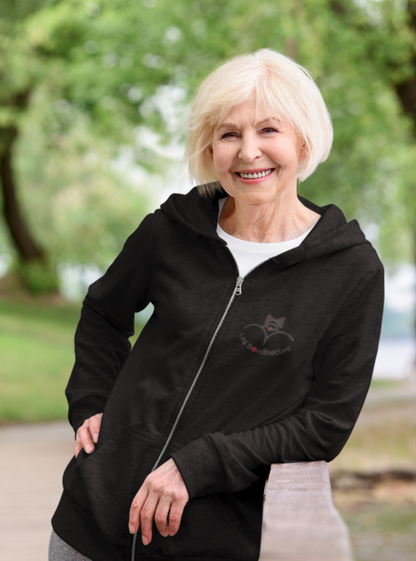 Sweat-shirt avec logo à l'avant et texte "Rolleuse" à l'arrière