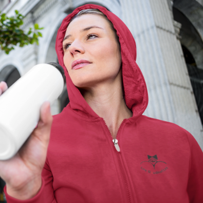 Sweat-shirt avec logo à l'avant, et dessin "Siroteuse" à l'arrière