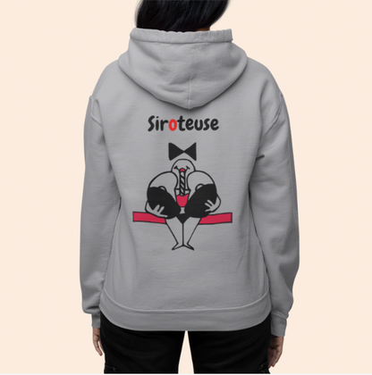 Sweat-shirt avec logo à l'avant, et dessin "Siroteuse" à l'arrière