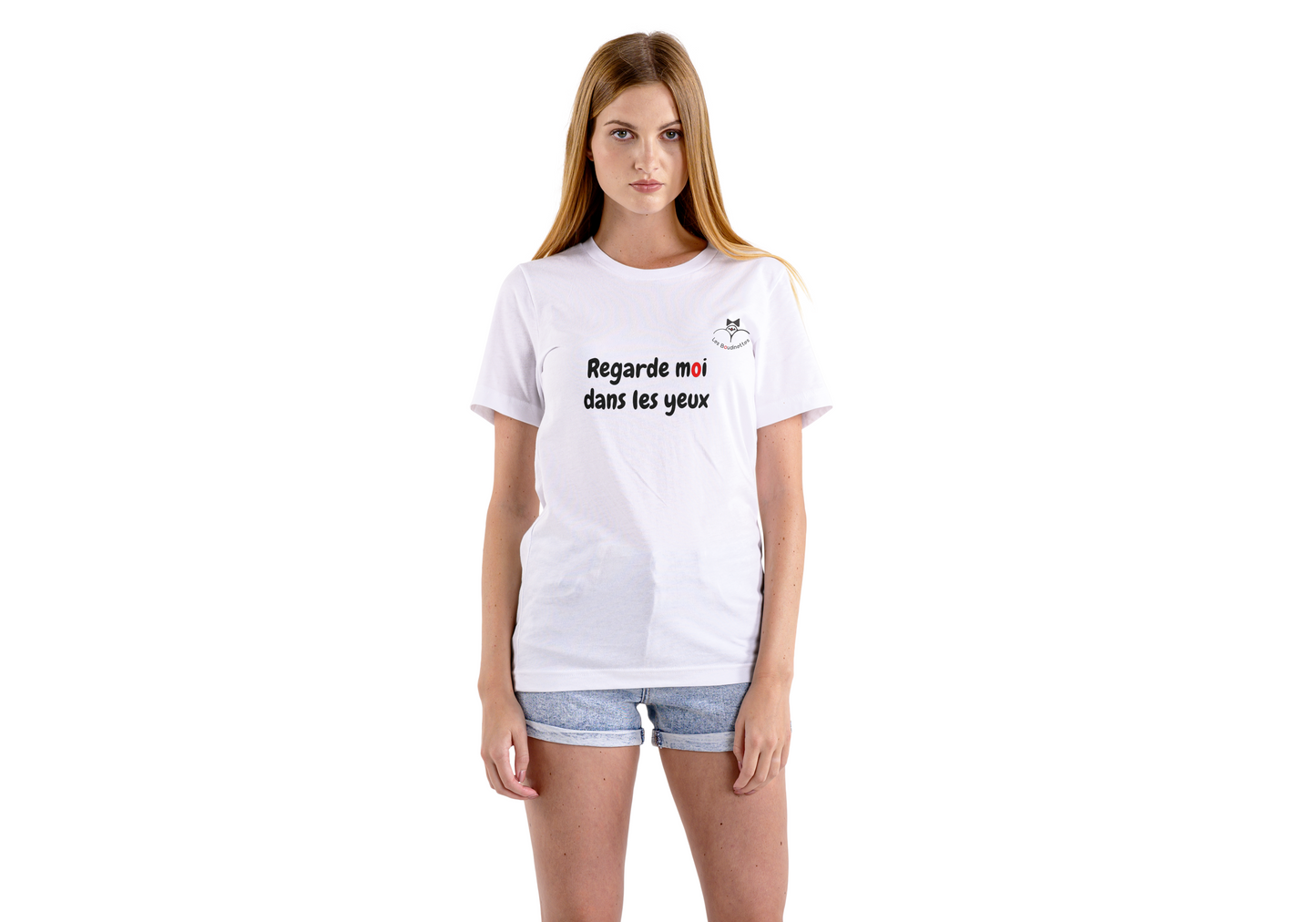 T-shirt "Regarde moi dans les yeux" avec le dessin au dos