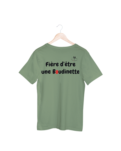 T-shirt "Fière d'être une Boudinette" avec le logo au dos