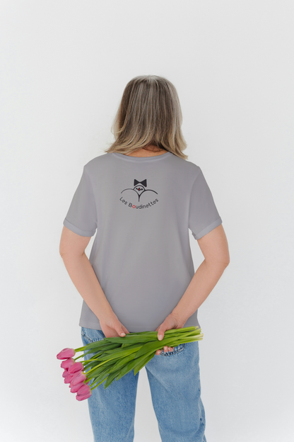 T-shirt "Bas les pattes !" avec le logo au dos